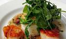 Grilled scallops and baby spinach